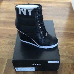 DKNY Black Wedge Sneakers